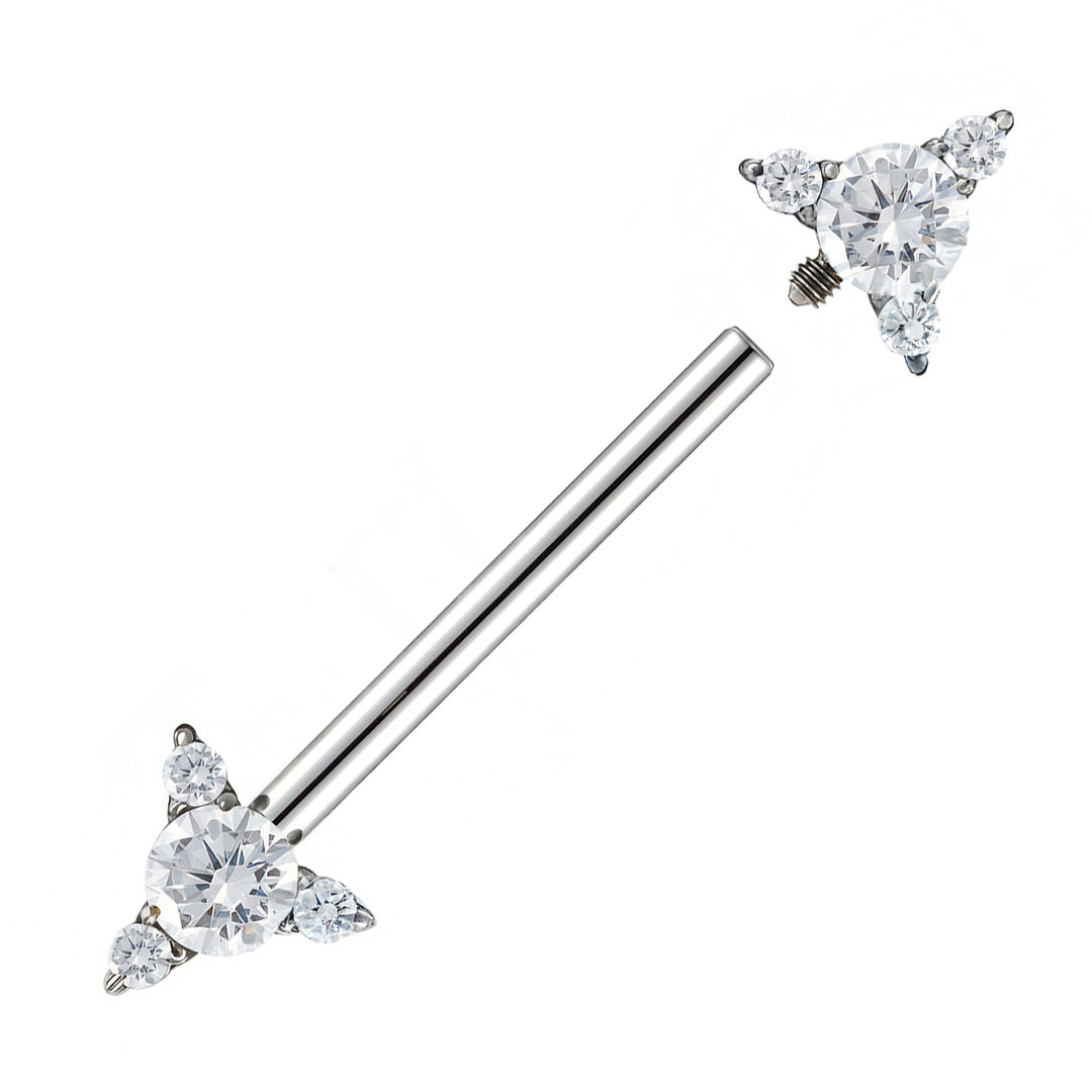 1 Pair Titanium Internally Threaded Gem Arrow Nipple Barbells
