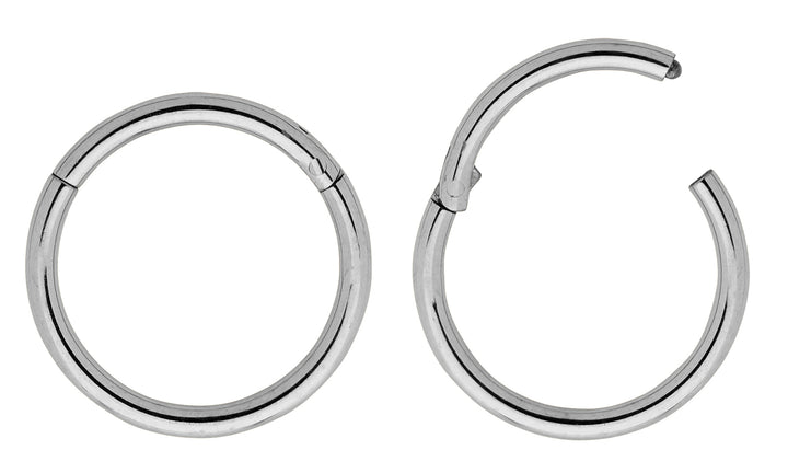 1 Pair 18G Titanium Polished Hinged Hoop Sleeper Earrings 6mm – 13mm