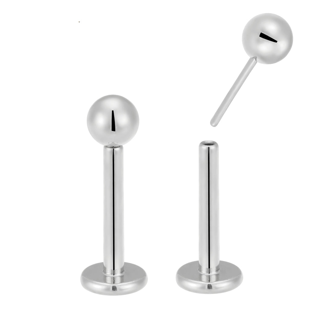 2 Pieces 20G 18G 16G Titanium Threadless Labret Tragus Lip Nose Stud 6mm 8mm