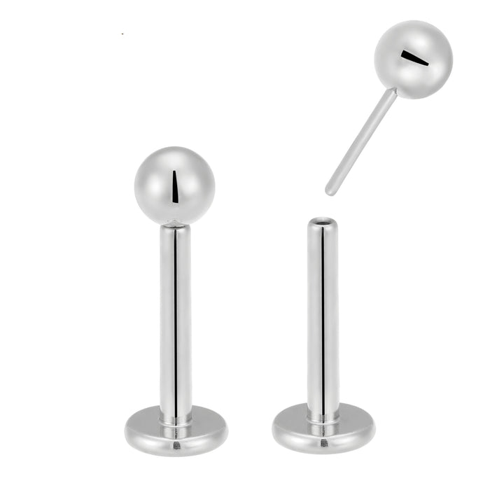 2 Pieces 20G 18G 16G Titanium Threadless Labret Tragus Lip Nose Stud 6mm 8mm