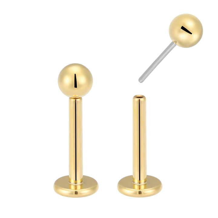 2 Pieces 20G 18G 16G Titanium Threadless Labret Tragus Lip Nose Stud 6mm 8mm