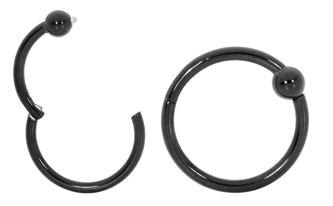 1 Pair 20G - 14G Stainless Steel Hinged BCR Ball Closure Segment Ring Earrings 6mm - 12mm