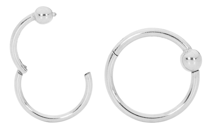 1 Pair 20G - 14G Titanium Hinged BCR Ball Closure Segment Ring Earrings 6mm - 12mm