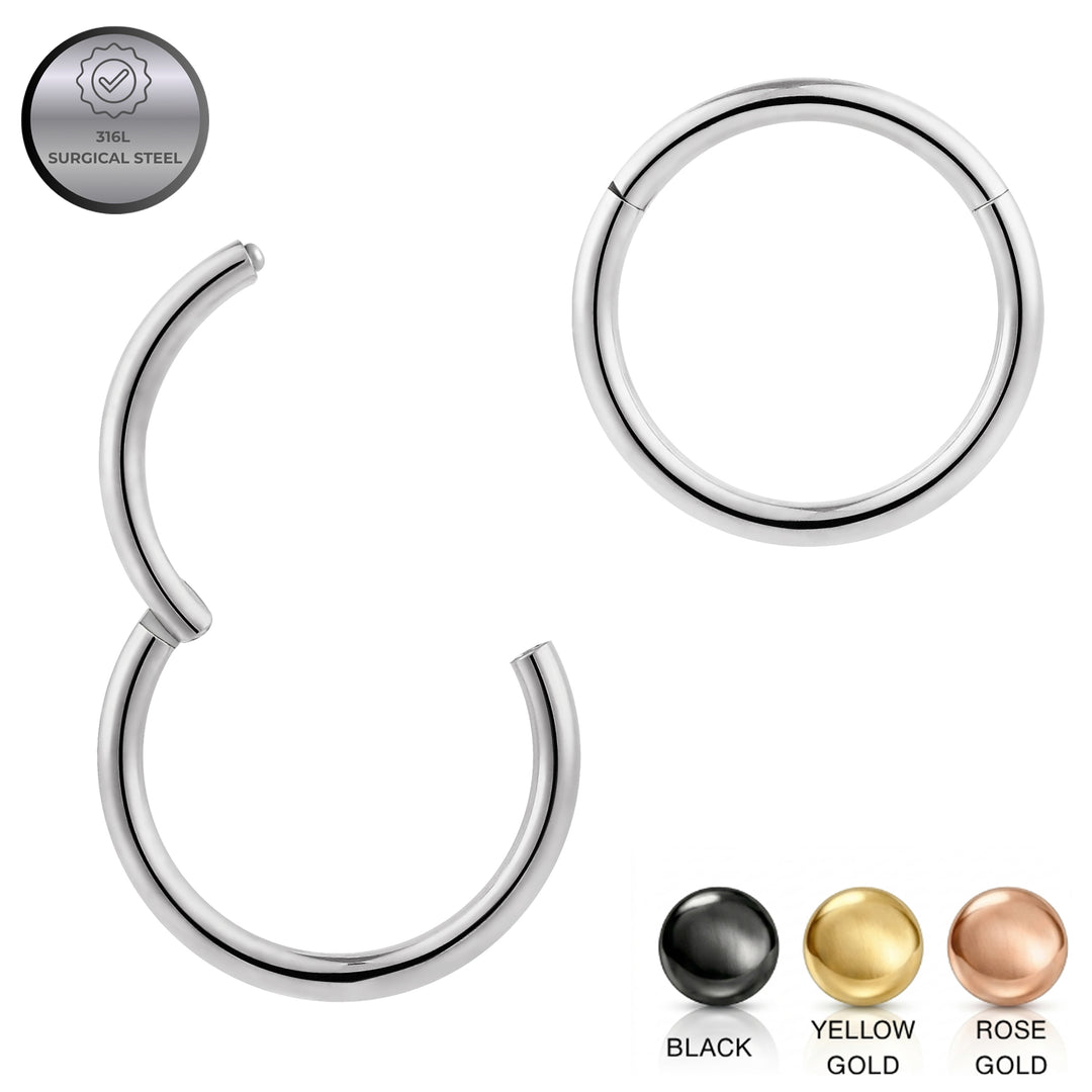 1 Pair 16G (Classic Gauge) Surgical Steel Hinged Hoop Sleeper Earrings (6mm - 16mm)