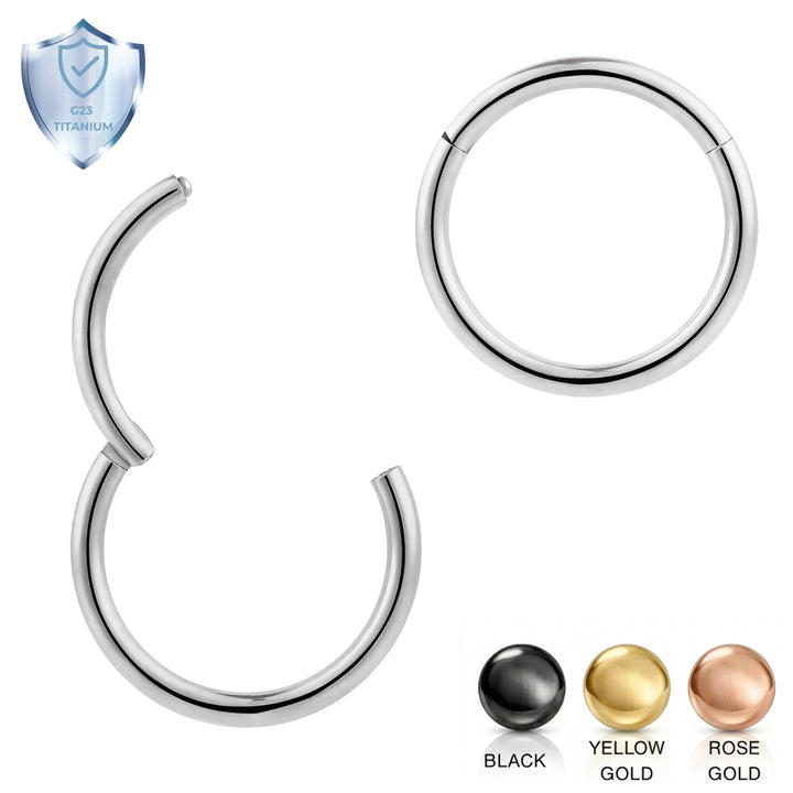 1 Pair 16G (Classic Gauge) Titanium Polished Hinged Hoop Sleeper Earrings (6mm - 16mm)