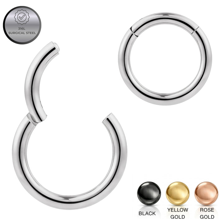 1 Pair 14G (Thick) 316L Surgical Steel Hinged Hoop Sleeper Earrings (6mm - 16mm)