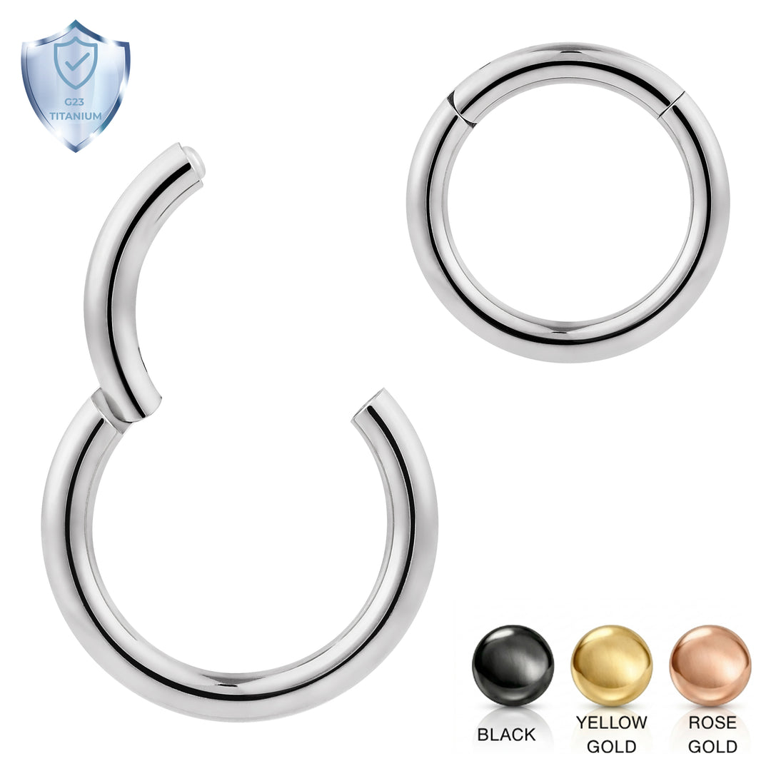 1 Pair 14G (thickest) Titanium Polished Hinged Hoop Sleeper Earrings 6mm – 12mm