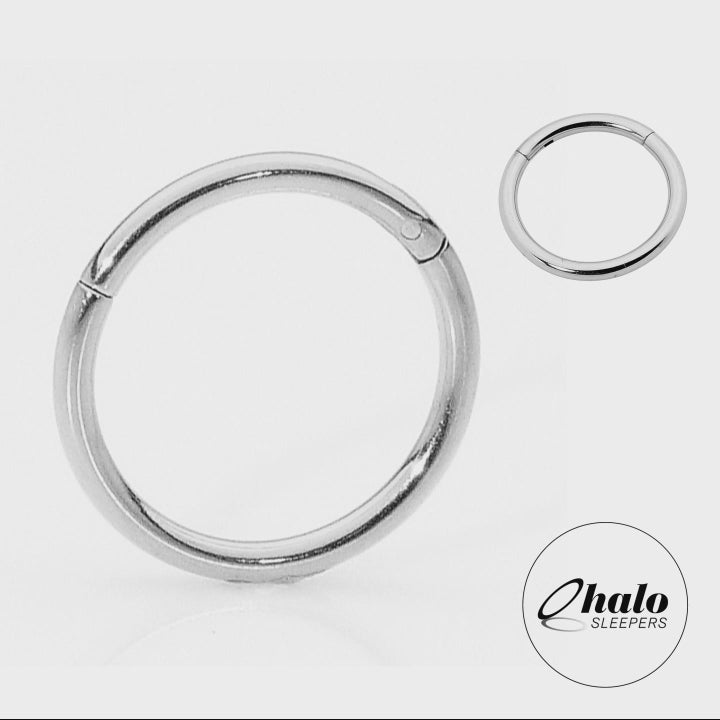 1 Pair 20G (thinnest) Titanium Polished Hinged Hoop Sleeper Earrings 6mm – 10mm