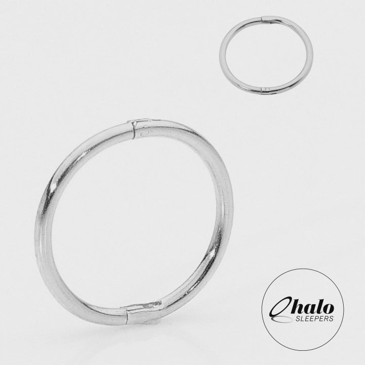 1 Pair Solid Sterling Silver Hinged Hoop Earrings Sleeper Earrings 8mm - 14mm