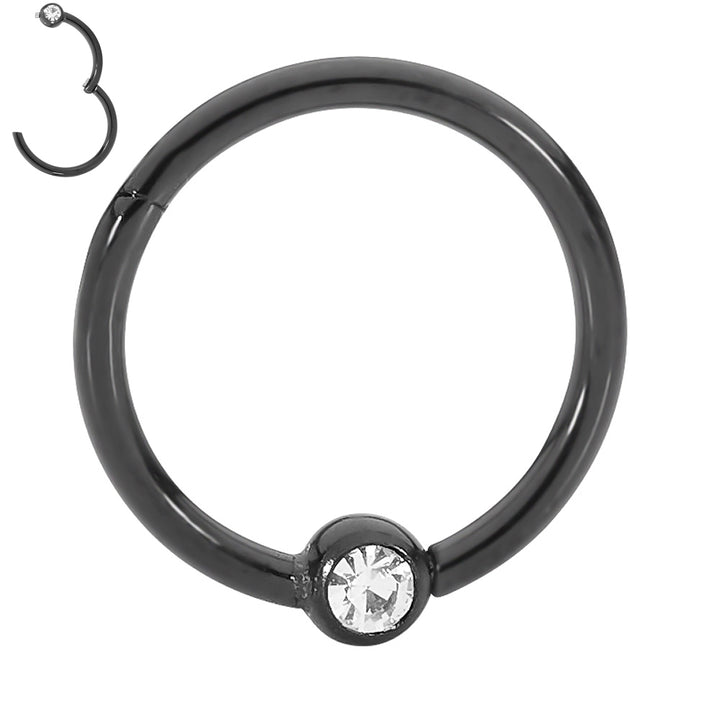 1 Pair Surgical Steel 18G Gem Ball Closure Ring Hinged Hoop Sleeper Earrings