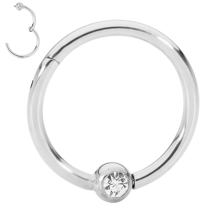 1 Pair Surgical Steel 18G Gem Ball Closure Ring Hinged Hoop Sleeper Earrings