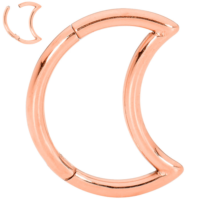 1 Pair Surgical Steel 16G Moon Hinged Hoop Sleeper Earrings