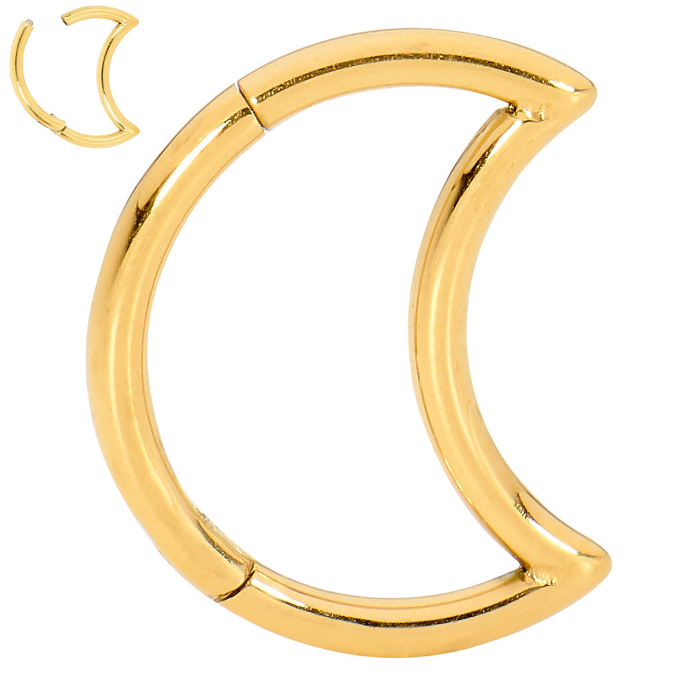 1 Pair Surgical Steel 16G Moon Hinged Hoop Sleeper Earrings