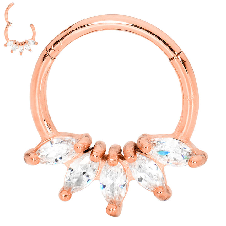 1 Pair Surgcial Steel 16G Marquise Gem Hinged Hoop Sleeper Earrings