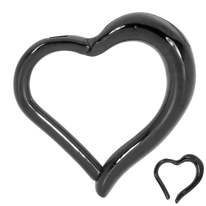 1 Pair Surgical Steel 16G Heart Hinged Hoop Sleeper Earrings