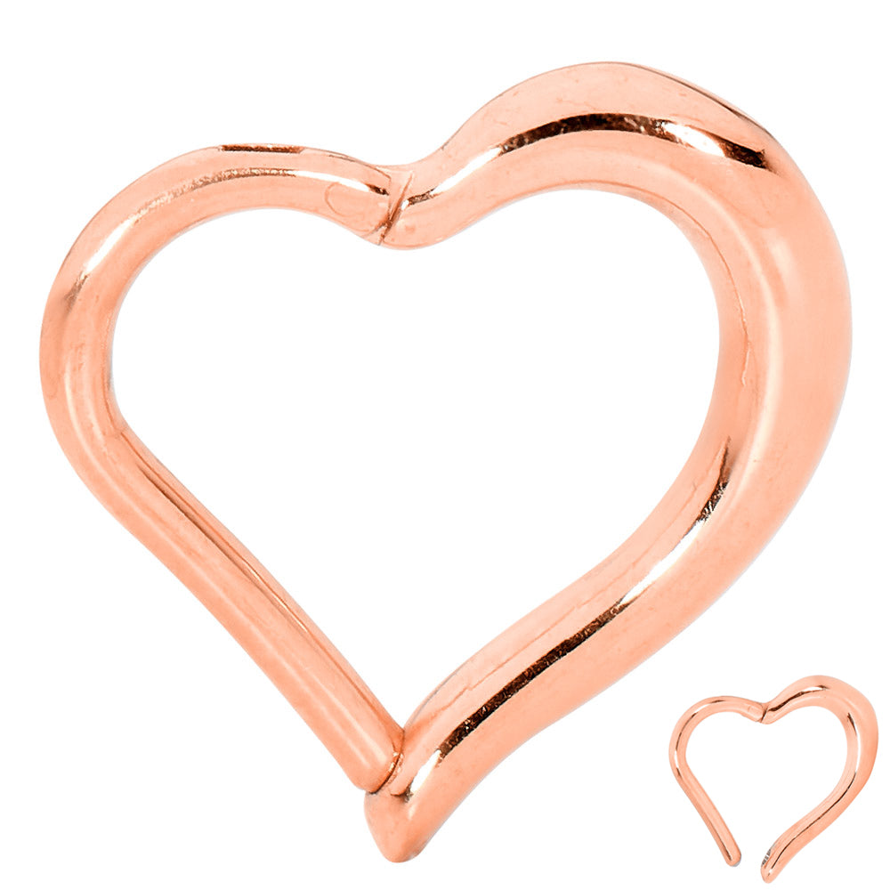 1 Pair Surgical Steel 16G Heart Hinged Hoop Sleeper Earrings