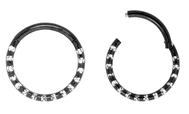 1 Pair 16G Titanium Multi Gem Punch Set Hinged Hoop Sleeper Earrings 6mm - 10mm