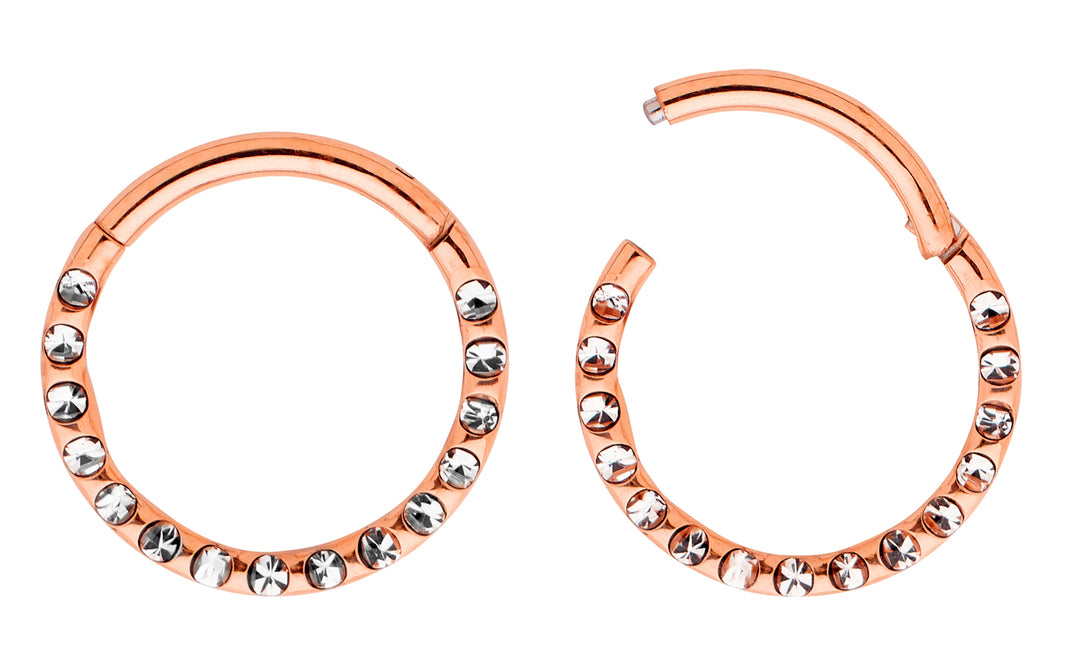 1 Pair 16G Titanium Multi Gem Punch Set Hinged Hoop Sleeper Earrings 6mm - 10mm