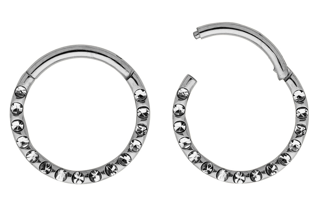 1 Pair 16G Titanium Multi Gem Punch Set Hinged Hoop Sleeper Earrings 6mm - 10mm