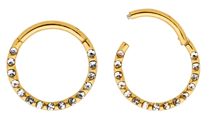 1 Pair 16G Titanium Multi Gem Punch Set Hinged Hoop Sleeper Earrings 6mm - 10mm