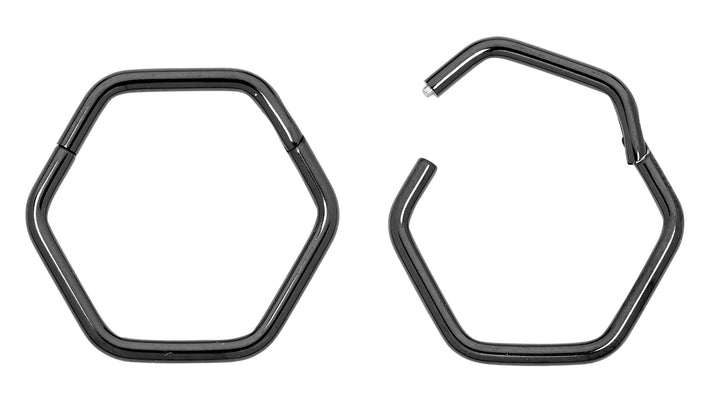 1 Pair 16G Titanium Hexagonal Hinged Hoop Sleeper Earrings 8mm 10mm