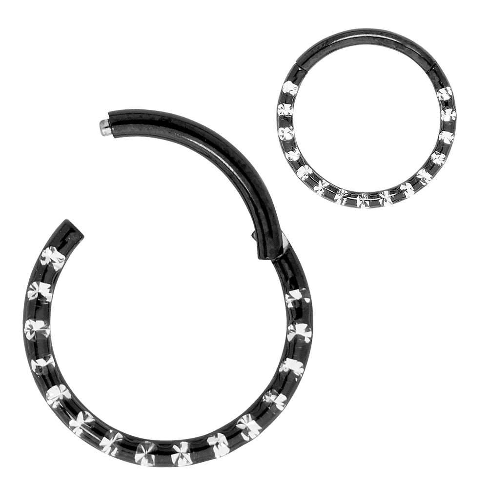 1 Piece 16G Titanium Gem Hinged Hoop Segment Ring Earring 6mm - 10mm
