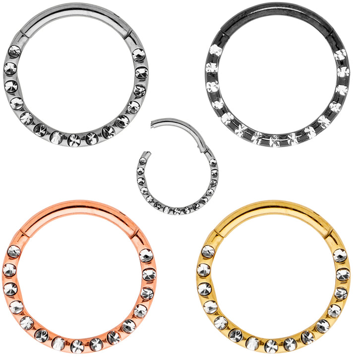 1 Piece 16G Titanium Gem Hinged Hoop Segment Ring Earring 6mm - 10mm