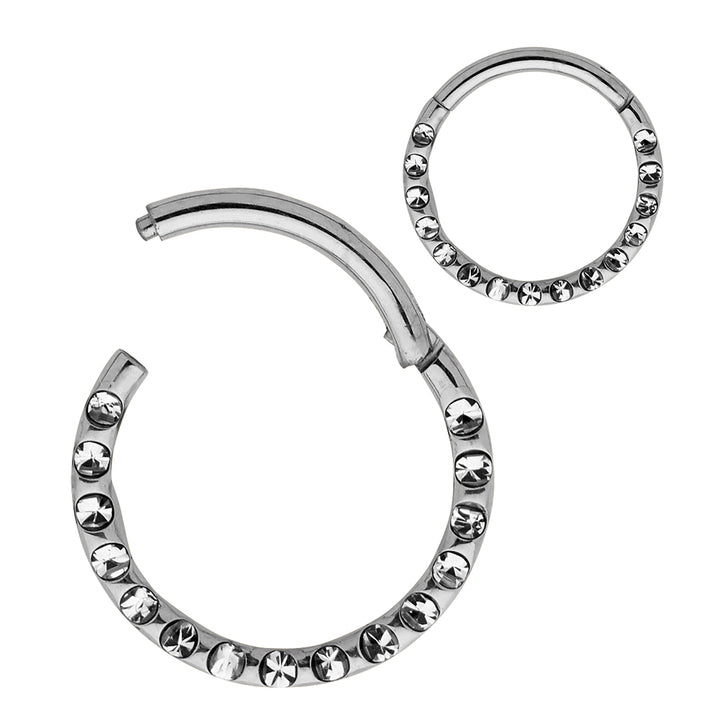 1 Piece 16G Titanium Gem Hinged Hoop Segment Ring Earring 6mm - 10mm