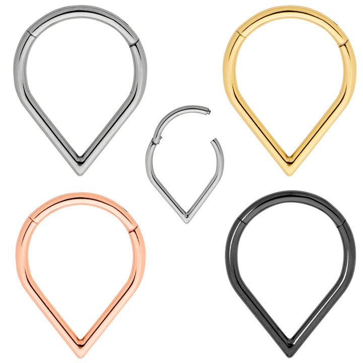 1 Piece 16G Titanium Tear Drop Hinged Hoop Segment Ring Earring 8mm 10mm