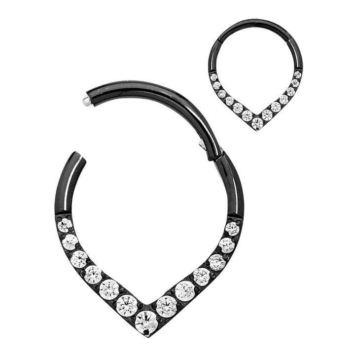 1 Piece 16G Titanium Gem Tear Drop Hinged Hoop Segment Ring Earring 8mm 10mm