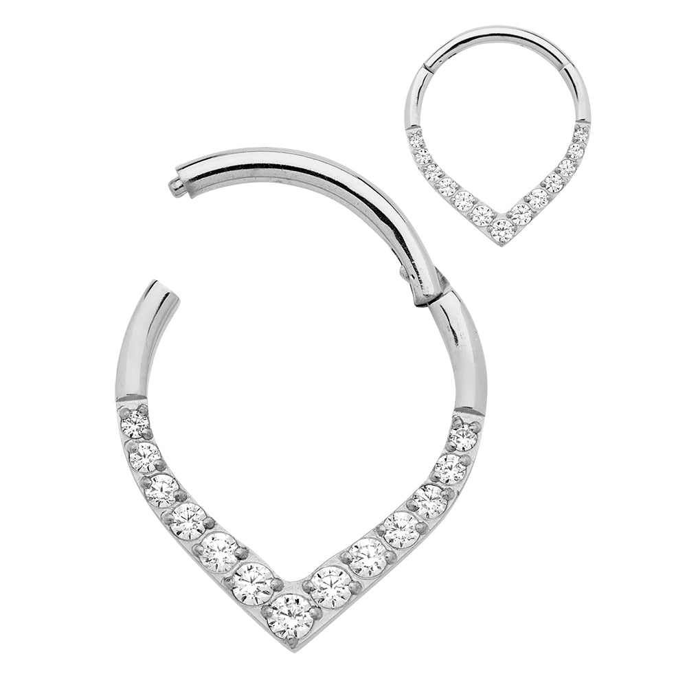 1 Piece 16G Titanium Gem Tear Drop Hinged Hoop Segment Ring Earring 8mm 10mm