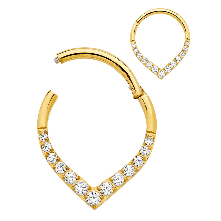 1 Piece 16G Titanium Gem Tear Drop Hinged Hoop Segment Ring Earring 8mm 10mm