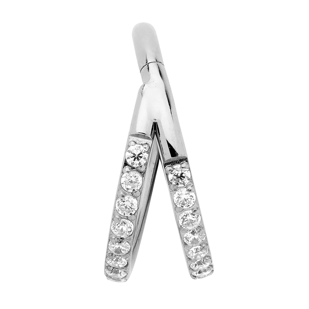 1 Piece 16G Titanium Double Hoop Gem Hinged Segment Ring Earring 8mm 10mm 12mm
