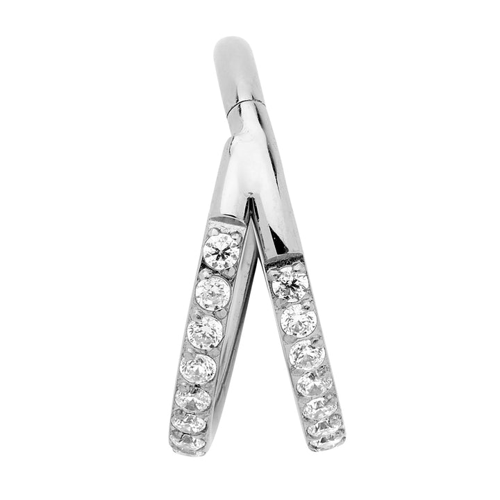 1 Piece 16G Titanium Double Hoop Gem Hinged Segment Ring Earring 8mm 10mm 12mm