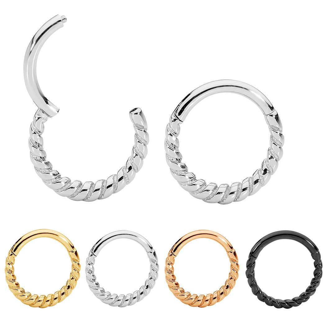 1 Pair 16G Stainless Steel Twist Hinged Hoop Sleeper Earrings 8mm 10mm