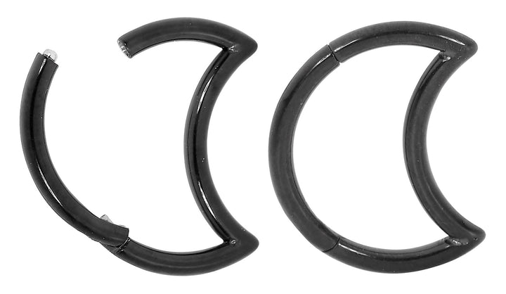 1 Pair 16G Titanium Moon Hinged Hoop Sleeper Earrings 8mm 10mm