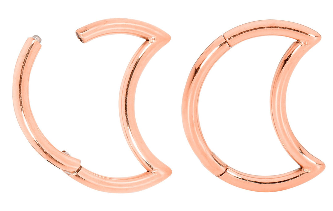 1 Pair 16G Stainless Steel Moon Hinged Hoop Sleeper Earrings 8mm 10mm