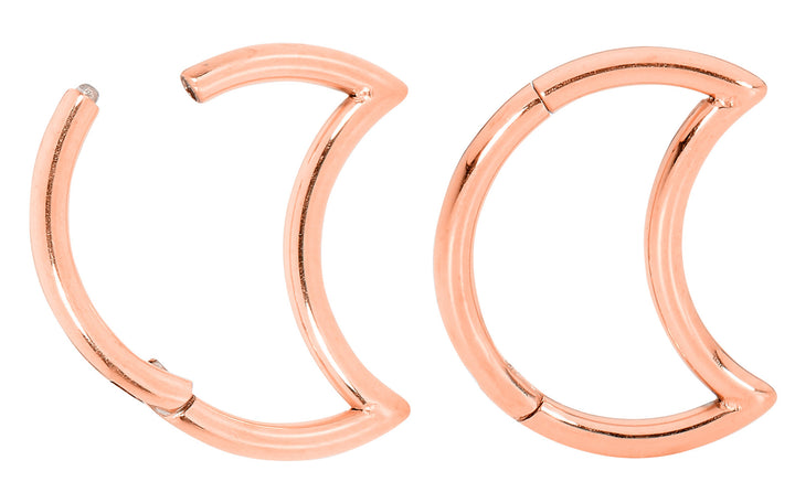 1 Pair 16G Titanium Moon Hinged Hoop Sleeper Earrings 8mm 10mm