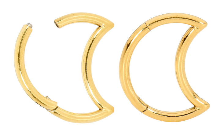 1 Pair 16G Stainless Steel Moon Hinged Hoop Sleeper Earrings 8mm 10mm