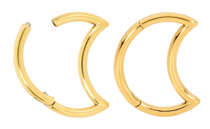 1 Pair 16G Titanium Moon Hinged Hoop Sleeper Earrings 8mm 10mm