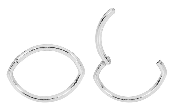 1 Pair 16G Stainless Steel Oval Hinged Hoop Sleeper Earrings 6mm 8mm