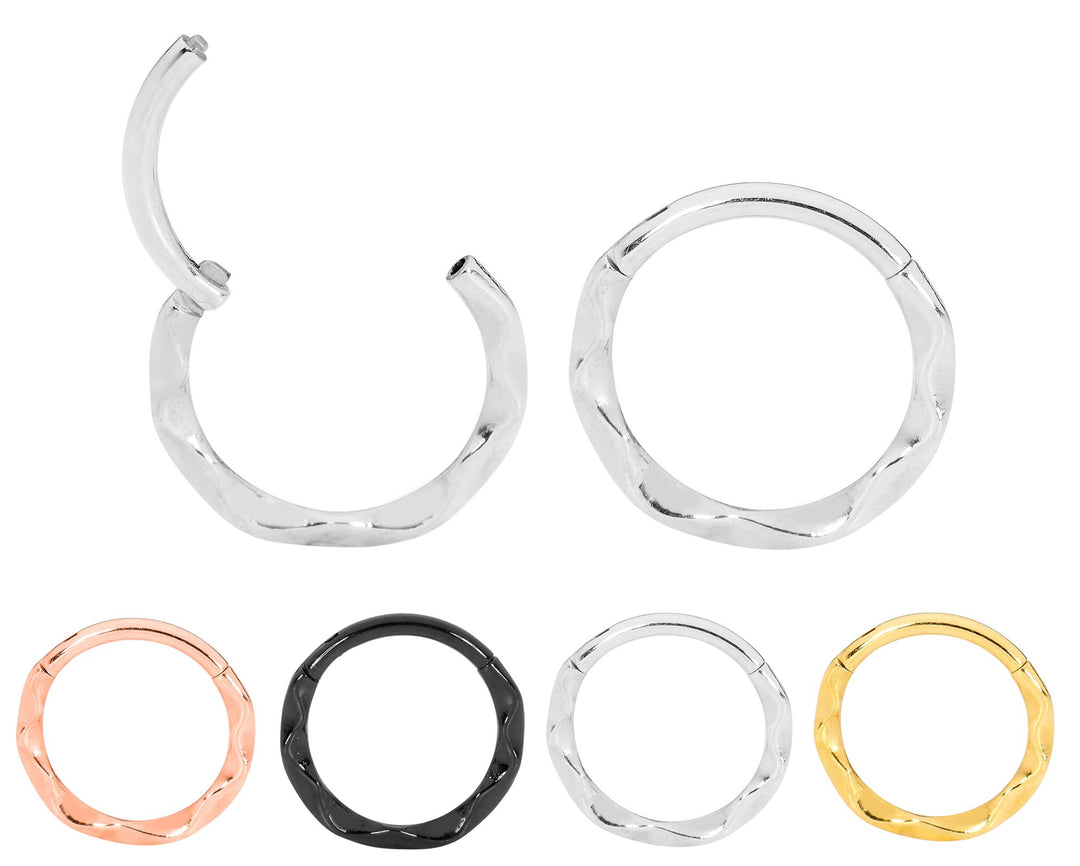 1 Pair 16G Stainless Steel Twist Hinged Hoop Sleeper Earrings 8mm 10mm