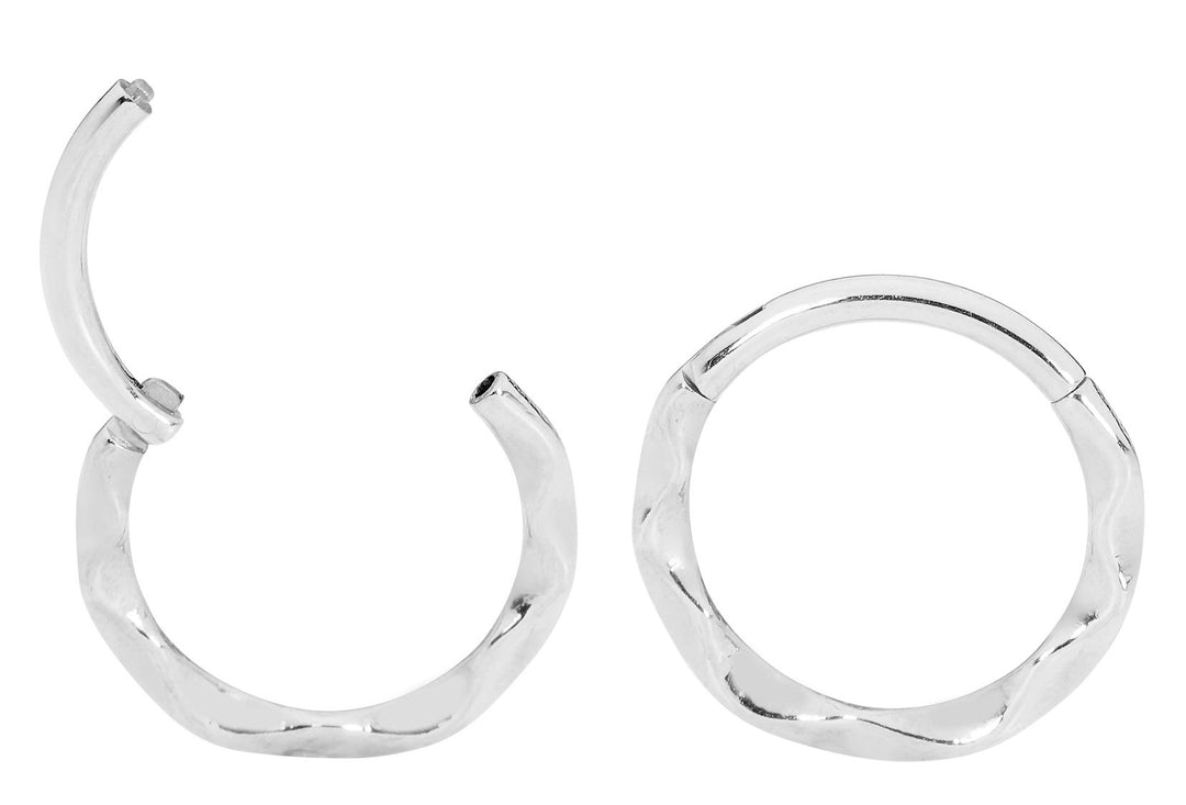 1 Pair 16G Stainless Steel Twist Hinged Hoop Sleeper Earrings 8mm 10mm