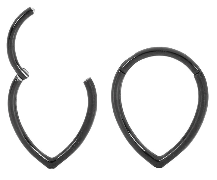 1 Pair 16G Stainless Steel Tear Drop Hinged Hoop Sleeper Earrings 8mm 10mm