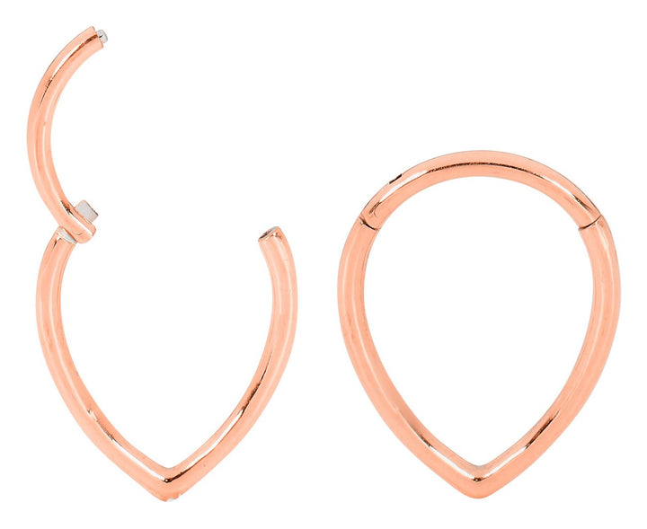 1 Pair 16G Stainless Steel Tear Drop Hinged Hoop Sleeper Earrings 8mm 10mm