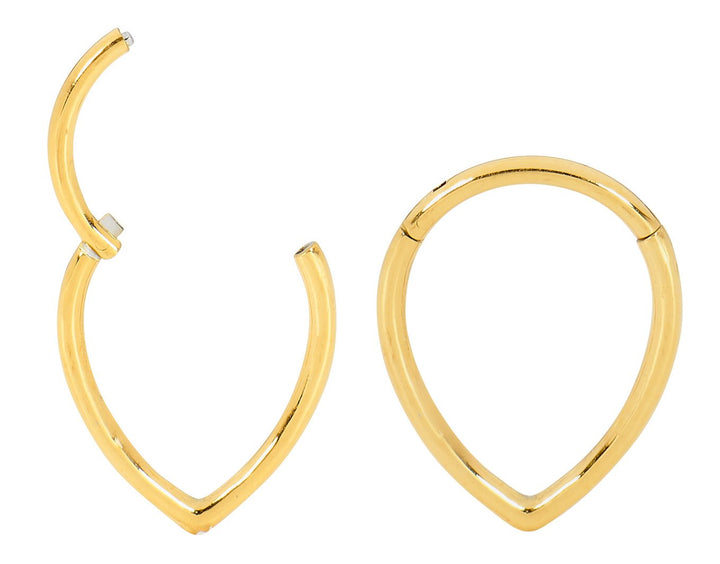 1 Pair 16G Stainless Steel Tear Drop Hinged Hoop Sleeper Earrings 8mm 10mm
