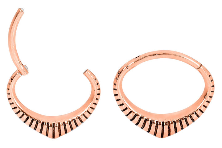 1 Pair 16G Stainless Steel Oval Ribbed Hinged Hoop Sleeper Earrings 6mm 8mm
