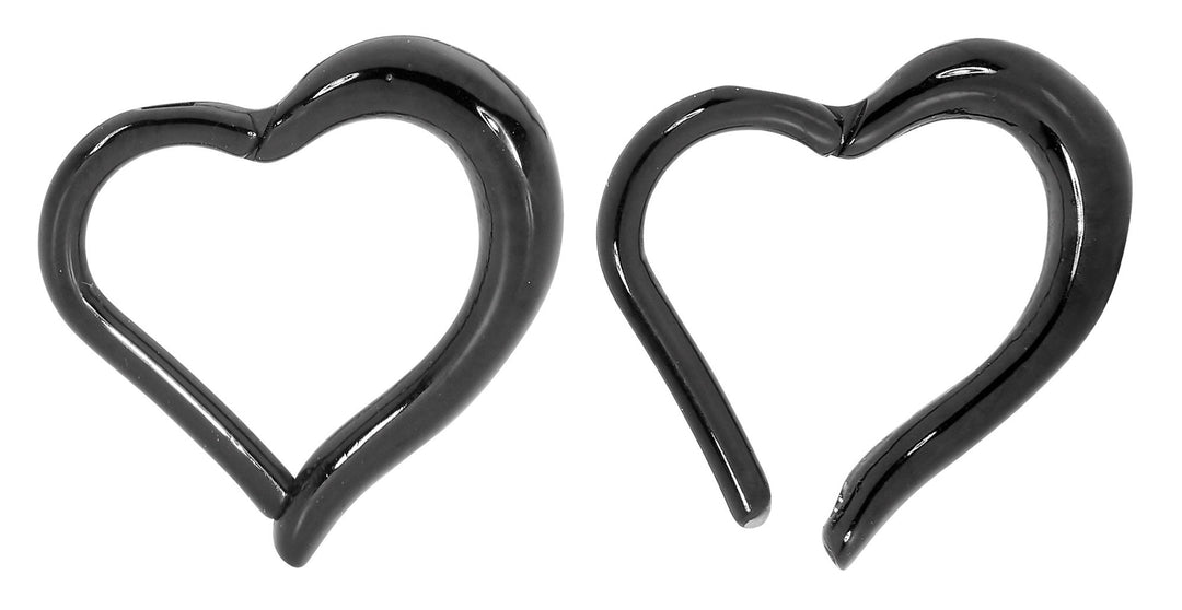 1 Pair 16G Stainless Steel Heart Hinged Hoop Sleeper Earrings 8mm 10mm