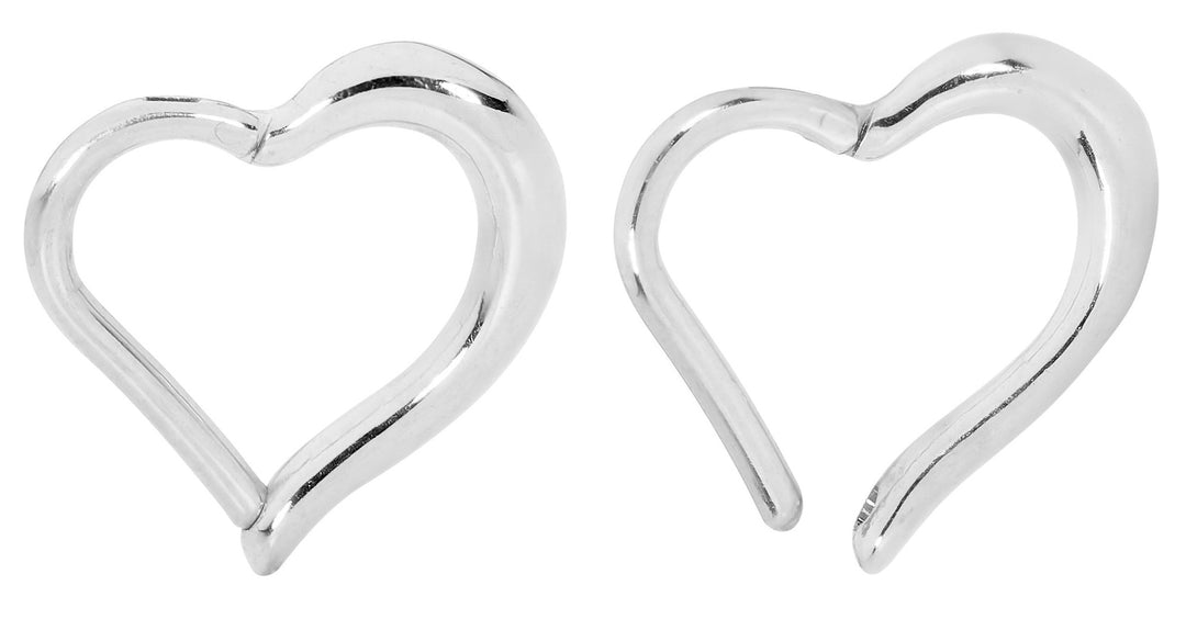1 Pair 16G Stainless Steel Heart Hinged Hoop Sleeper Earrings 8mm 10mm