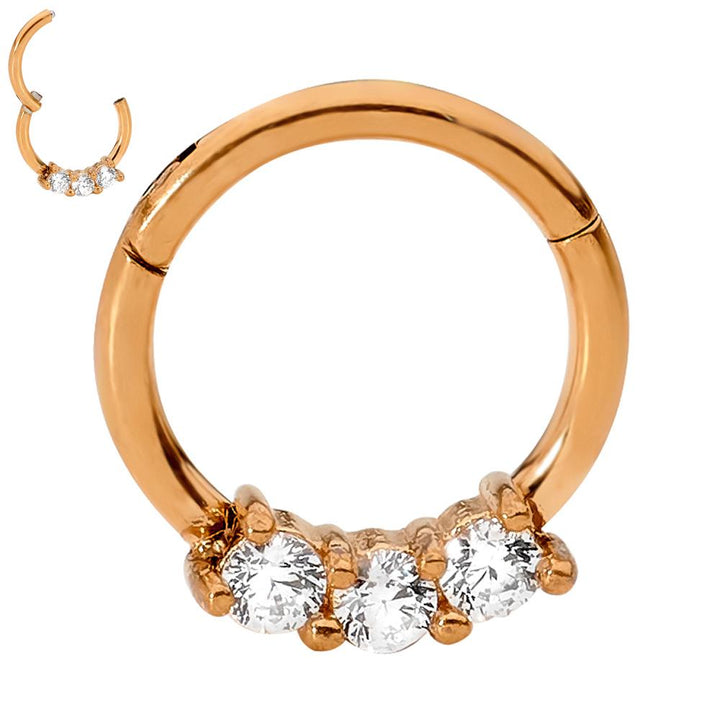 1 Piece 16G Stainless Steel Gem Hinged Hoop Segment Ring Earring 8mm 10mm